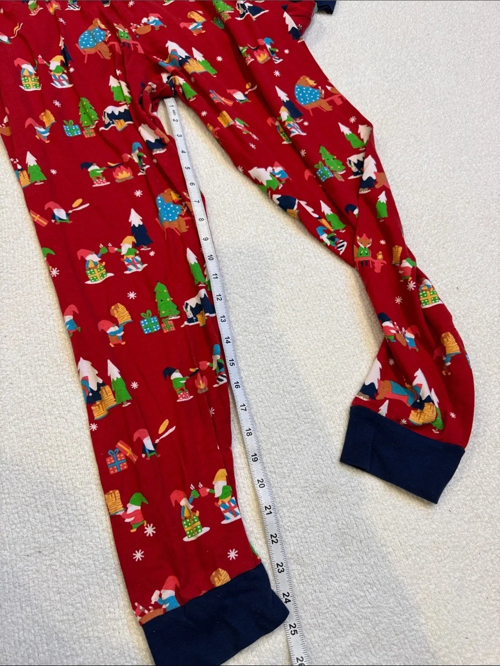 Wondershop Red Holiday Camp-Print Mens Size Medium Pajama Set with Navy Cuffs